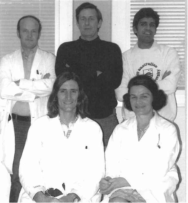 John Shine (top-left) and Lynn Dalgarno (top-middle) in 1974. Lynn Group